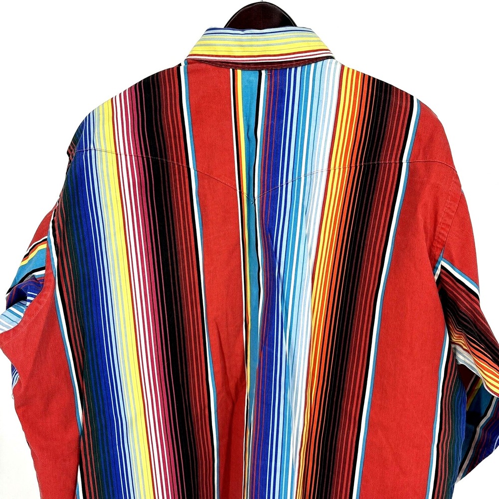Wrangler X-Long Tails Western Rodeo Striped Cowboy Shirt 17.5-35 Vintage EUC - Picture 9 of 9